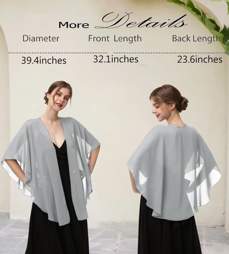 Hotshawl Womens Chiffon Shawls and Wraps, Wedding Party Shawl Scarf for Evening Dresses (Gray) - Image 5